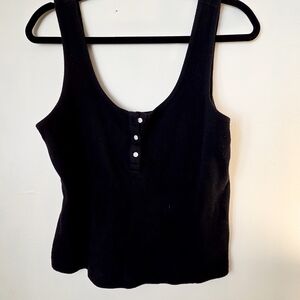 Old NAVY Classic Black Sleeveless Top waffle Knit Crop